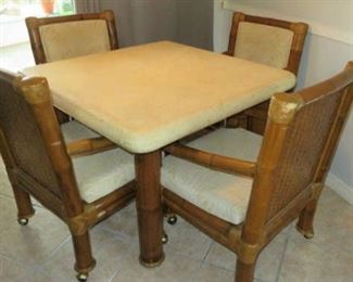 Vintage Bamboo Rattan Kitchen Table Set 4/Chairs