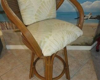 Pair Rattan Bar Stools