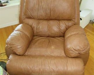 Camel Leather Rocker Recliner