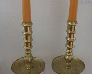 Pair Large Brass Floor Candle Holders