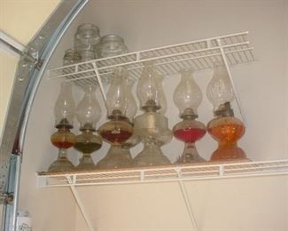 Several old oil lamps