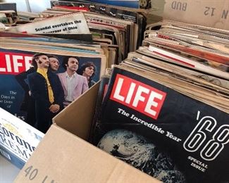 Boxes of 60s Look, Life and Playboy magazines