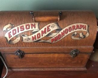 Vintage Edison phonograph with horn