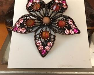 Glamorous jeweled flower pin