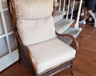 Vintage rattan wing chair 