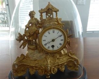 Antique French clock in glass dome (circa 1870)