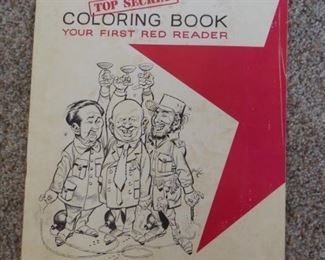 In 1962, during the first adult coloring book craze, Khrushchev's Top Secret Coloring Book hit the shelves to take a stab at the Russian leader. Written by Gene Shalit and drawn by EC Comics and Mad Magazine superstar Jack Davis