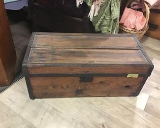  Small refinished wood trunk