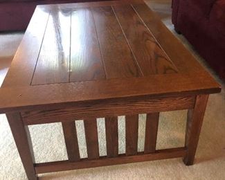 mission style coffee table and end tables
