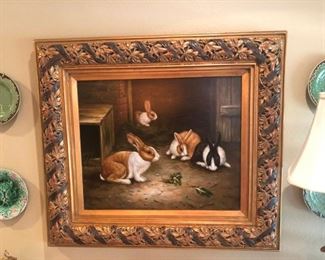 French Bunnies Painting - 125.00