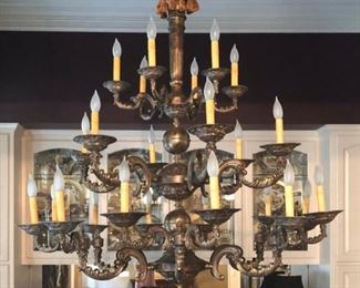 Stately Brass Chandelier Approximately 44 inches wide x 44 inches tall.  $500.00