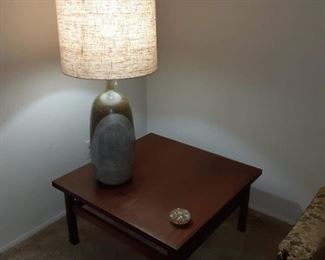 Mid-century table lamp and corner table