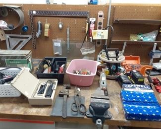 Jewelry making supplies multiple shop vices anvil