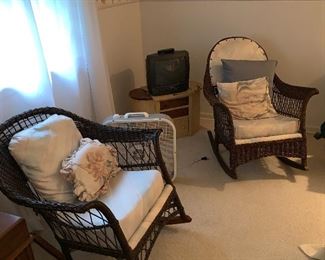 Indoor wicker rocking chair set 