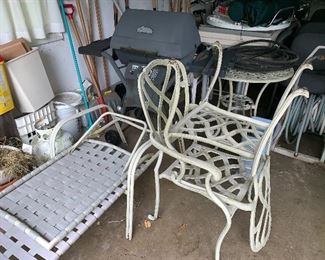 Patio furniture and grill