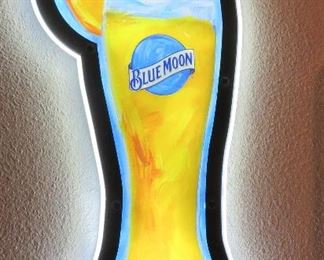 Blue Moon beer neon sign