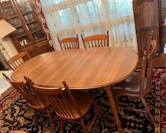 #1 maple laminate top dining table 60-84x36x30 w 6 chairs $175.00