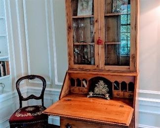 Secretary desk and needle point chair