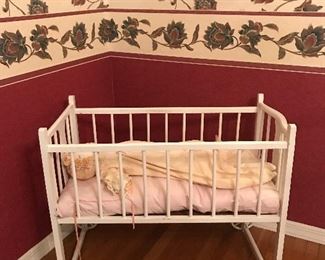 Antique wood baby cradle