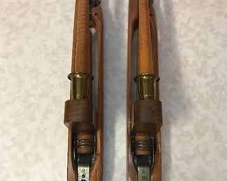 These were turned into candlestick holders but we believe they were used for weaving nets on ships 