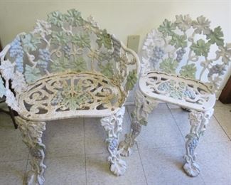Cast iron garden chairs.