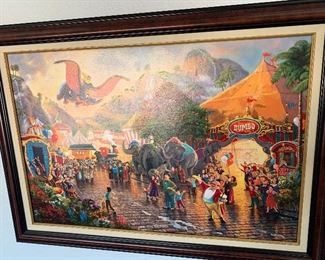 One of a kind Thomas Kinkade jewel art Dumbo with original and only art work on back from Thomas Kinkade’s brother and nephew Dated 2015