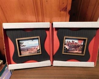 Mid-century Open Book Plaques in Original Box