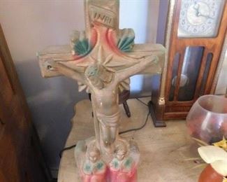 Vintage Chalkware Lighted Jesus