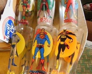 1970's Pepsi DC Comics Glasses(Batman, Superman, Batgirl, Robin, Joker and Shazam)
