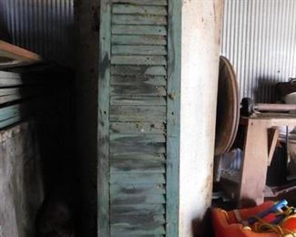 Old Green Paint Wooden Shutters