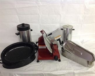 Commercial meat slicer and cooking items