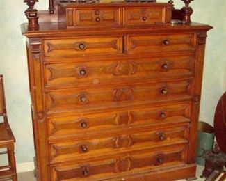 Very ornate and detailed Victorian Eastlake side lock chest of  drawers. This is the finest example of a side lock chest we have ever seen in our sales!!