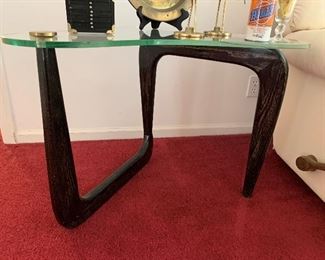 Noguchi Cerused Biomorphic Style Ebonized Side Tables and Coffee Table