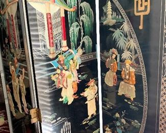 Ornate Raised Room Screen/Divider With Mother of Pearl