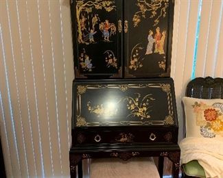 Oriental Themed Secretary Desk by American of Martinsville