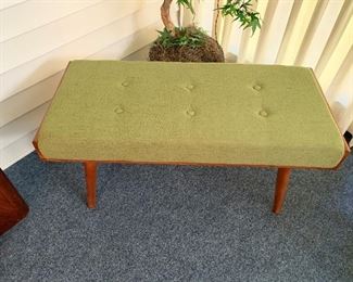 MCM Wood Framed Bench