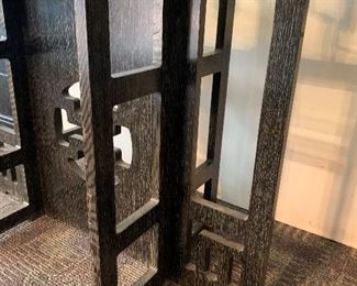 Vintage Ebonized Oriental Themed Glass Topped Table