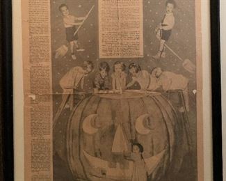 1937 Halloween Day framed newspaper -Omaha World Herald