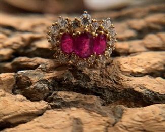 18KT Gold Ring with Rubies and Diamonds