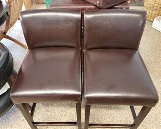 2 leather bar stools 