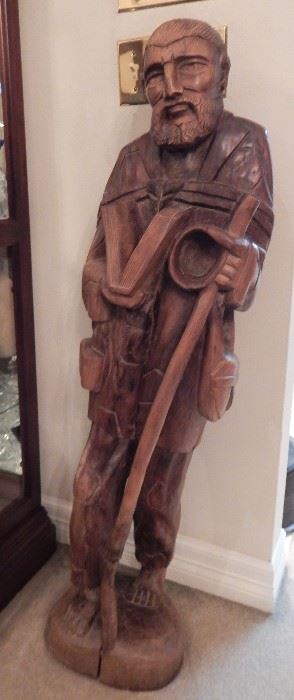Hand-Carved Wooden Figure from Colombia - 43" Tall