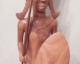 Hand-carved African warrior - 24" tall