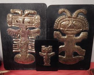 Hammered copper Mayan Aztec wall art