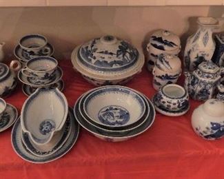 Vintage Chinese serving dishes, teapots, cups and saucers, and more