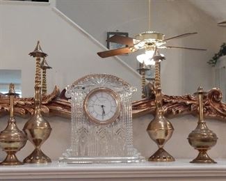 Brass incense burners, Waterford clock