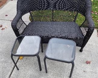 OUTDOOR BENCH AND SIDE TABLES