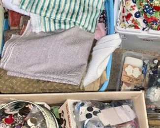 LOTS OF SEWING NOTIONS AND FABRIC
