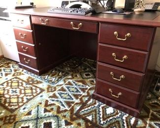 Knee Hole Executive Desk with File Drawer.