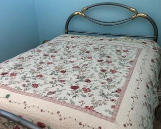 Full Size Bed with Sliver and Gold Metal Frame 