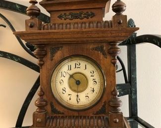 Petite Wind Up with Key Antique Clock. Approx. 15"x8.5" 